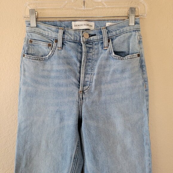 Aritzia Denim Forum The Arlo High Rise Straight Jeans Sz 25 Blue Stretch Cotton - Picture 2 of 10